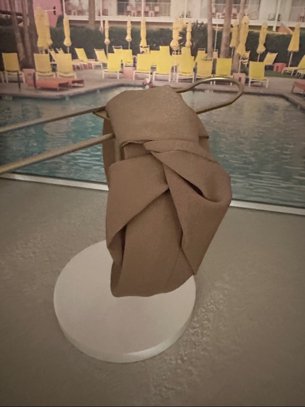 Knotted Wide Fabric Headband in Taupe - Picture 4 of 7